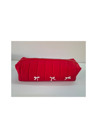 Dreamy Red Kapitone Fiyonklu Tüm Saç Şekillendiricilerine Uygun Organizer Çanta Tb043
