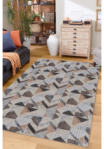 Villadia Home Textile Kaymaz Taban Modern Desen Halı Yolluk Leke Tutmaz Kolay Temizlenir Koridor Salon Yatak Mutfak Odası Vd4037multi Multi
