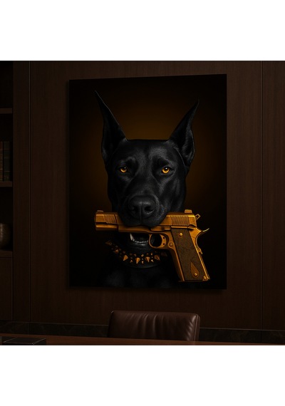 Mafia Köpek Doberman Cam Tablosu Ev Hediyesi Kırılmaz Lüks Modern Cam Tablo