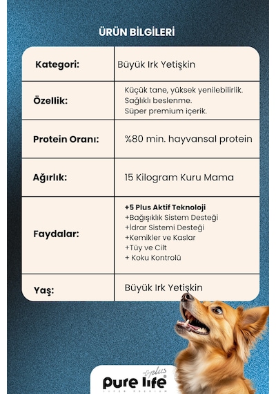Pure Life Plus Kuzu Etli Yüksek Enerjili Yetişkin Köpek Maması 15 KG