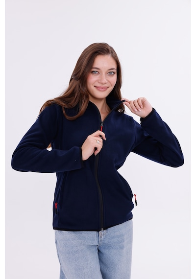 Monox Kadın Slim Fit Tam Fermuarlı Polar Ceket Lacivert