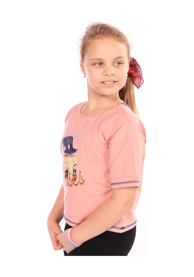Toontoy Kids Toontoy Kız Çocuk Roses Yazı Baskılı Tişört Koyu Pudra