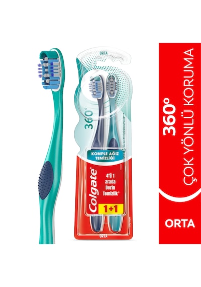 Colgate 360 Komple Ağız Temizliği Diş Fırçası Medium 2'li