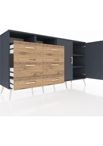 Hyperion Konsol 4 Raflı 6 Çekmeceli 2 Kapaklı 176x44x99 Antrasit-antrasit/çam Antrasit - Antrasit Hyperion Konsol 4 Raflı 6 Çekmeceli 2 Kapaklı 176x44x99 Antrasit-antrasit/çam Antrasit - Antrasit