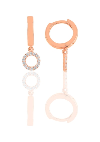 Gümüş Zirkon Taşlı Daire Küpe Rose