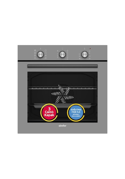 Simfer 8269 0+8 Fonksiyon 73 L Mekanik Gri Turbo Özellikli 3 Camlı Ankastre Fırın