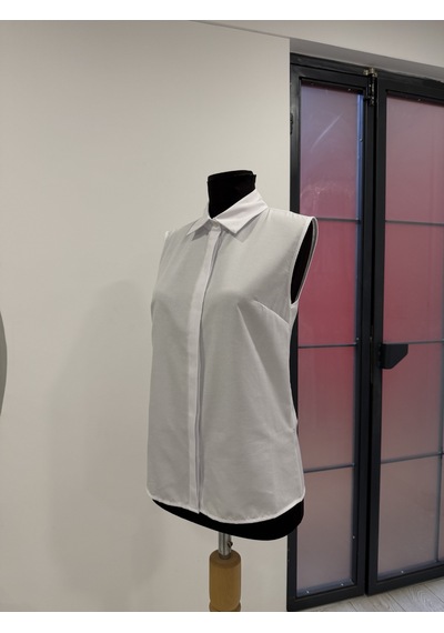 Pera Moda Sıfır Kol Mevsimlik Poplin Gömlek Beyaz