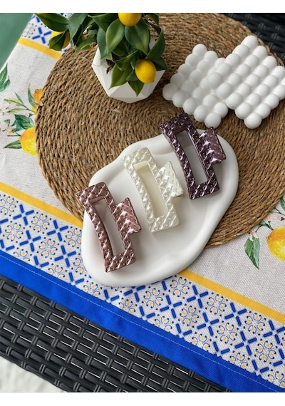 3'lü Set Pastel Renkler Dikdörtgen Toka Çok Renkli