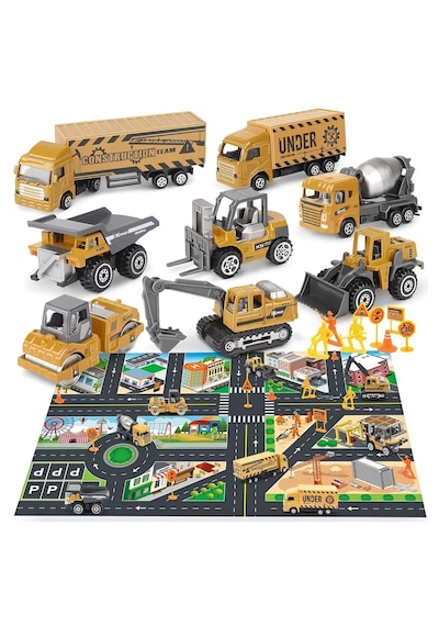 1:64 Dieacast Inşaat Seti Metal Ve Oyun Halısı Beton Mikseri Fork