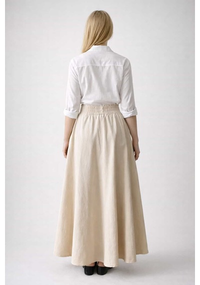 L'aura Corset Tam Kloş Maxi Etek Bej