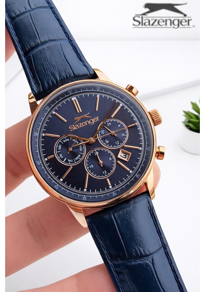 Slazenger Erkek Deri Kordon Bileklik Hediyeli 2 Yıl Garantili Suya Dayanıklı Kol Saati Vs.blkt.0969 Rose Gold