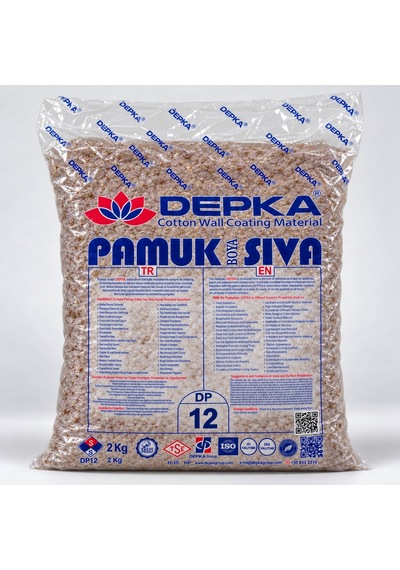 Depka Pamuk Sıva Dp12 2 Kg 7-8 M² İpek Sıva Alternatifi Isı Ve Ses Yalıtımlı Dekoratif Sıva