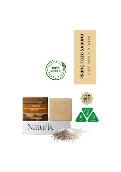 Naturix Pirinç Tozu Sabunu 125 Gr Cilt Beyazlatıcı Ve Peeling Etkili Doğal Sabun Eşek Sütü