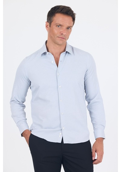 İmza Siyah Uzun Kol Sert Yaka Cepsiz Slim Fit Pamuklu Gömlek 1004250225 Siyah