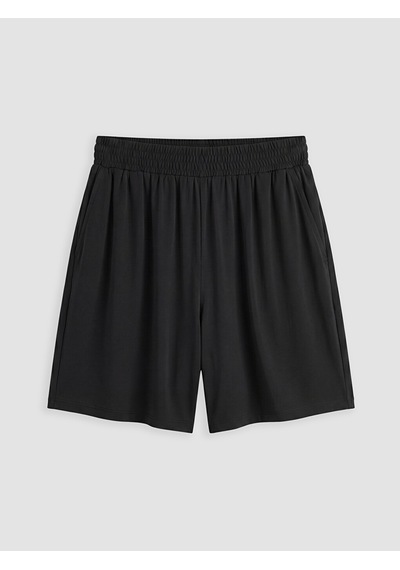 Lcwaıkıkı Classic Siyah Yüksek Bel Regular Fit Kadın Dalgıç Kumaş Şort