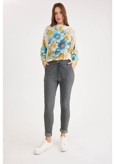 Vitrin Beli Simli Bağcıklı Havuç Kesim Pantolon Antrasit