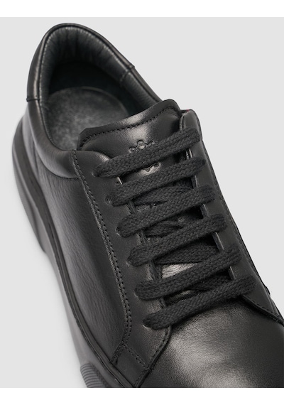 Monamae %100 Hakiki Deri Siyah Kadın Sneaker Siyah