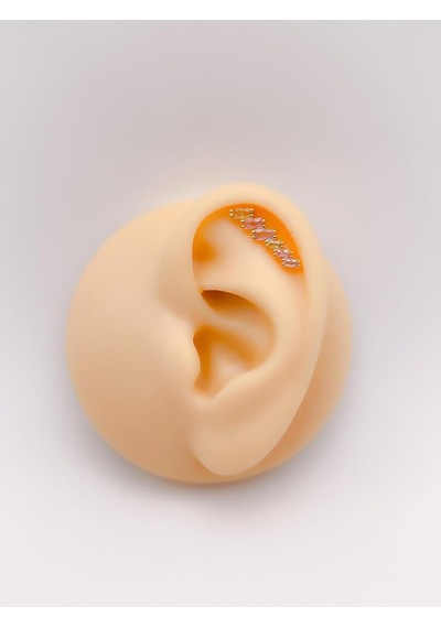 Lexroo Renkli Dörtgen 6 Taşlı Kıkırdak Helix Piercing 1adet Çok Renkli