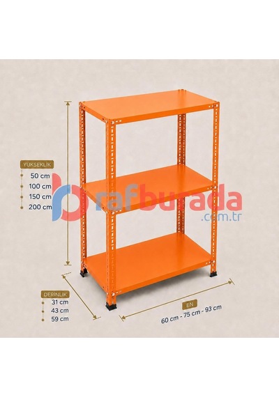 3 Katlı Renkli Dekoratif Çelik Raf - Çiçeklik Rafı, Ofis Rafı 0,70 Mm Diğer