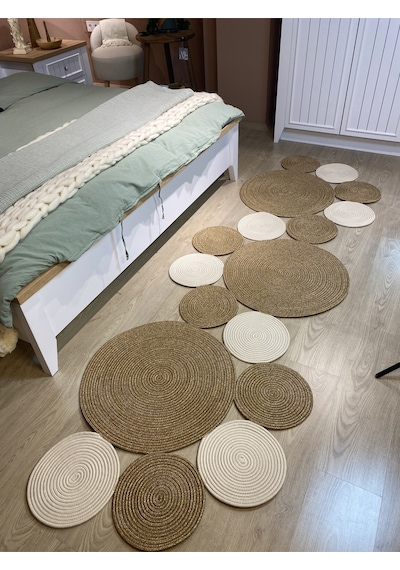 Mavaux Snake Hasır Jüt Bej Yolluk Halı Kilim Krem - Kahverengi