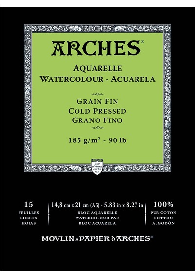 Arches Suluboya Defteri Blok Soğuk Baskı 185 G 15x21 Cm. 15 Yp