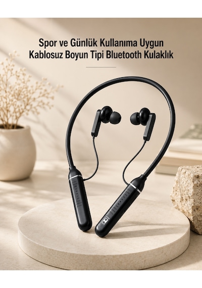 Kablosuz Boyun Tipi Bluetooth Kulaklık Mikrofonlu Spor Ve Günlük Kullanıma Uygun - Lisinya Standart
