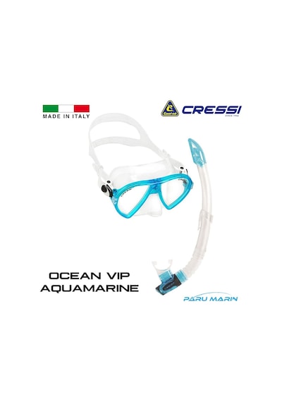 Parumarin Cressi Ocean Vip Maske Şnorkel Seti Aquamarine