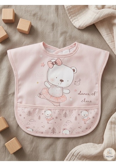 Gökçe Baby 3'lü Set Kısa Kollu Bağlamalı Ayarlanabilir Sıvı Geçirmez Aktivite ve Mama Önlüğü Pembe