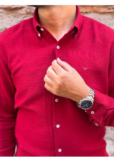 Slim Fit Uzun Kol Müslin Pamuk Rahat Nefes Alabilen Kumaştan Yaka Düğmeli Hediye Kutulu Erkek Gömlek Fs-004202 - Bordo-3369 Slim Fit Uzun Kol Müslin Pamuk Rahat Nefes Alabilen Kumaştan Yaka Düğmeli Hediye Kutulu Erkek Gömlek Fs-004202 - Bordo-3369