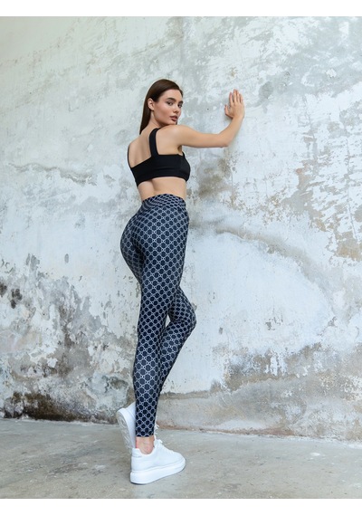 Lismina Desenli Ekstra Yüksek Bel Spor Tayt Siyah Desenli