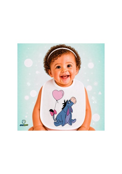Eeyore Keten Bebek Mama Önlüğü Yumuşak - Emici - Yıkanabilir - Özel Tasarım P051 Çok Renkli