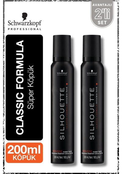 Schwarzkopf Silhouette Süper Tutucu Saç Köpüğü 2 x 200 ML