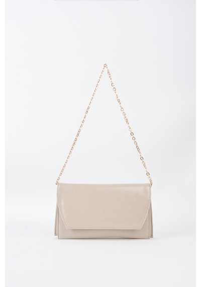 Vivaq Kadın Vizon Zarf Tasarım 2 Bölmeli Mini Zincir Askılı Çıt Çıt Kapama Clutch Ve El Çantası VİZON