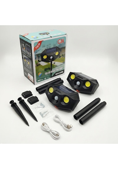 Powermaster Pm-29074 Beyaz Ve Kırmızı Renkli Hareket Sensörlü Solar Bahçe Aydınlatması