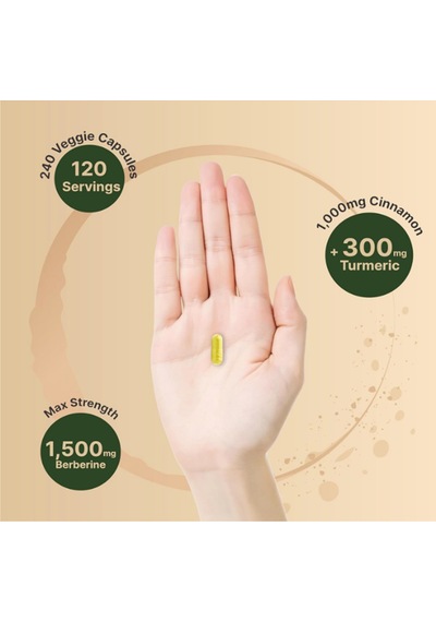 Naturebell Berberine 1500mg, 240 Veggie Capsul 1000mg True C...