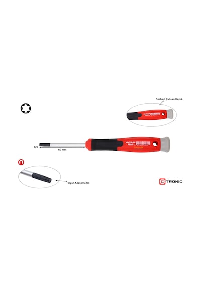 Ceta Form T20 X 60 Mm Elektronikçi Torx Tornavida H04-20-060
