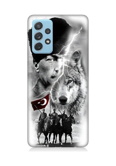 Samsung Galaxy A52 Uyumlu Atatürk Kurt Ve Bayrak Desenli Silikon Kılıf