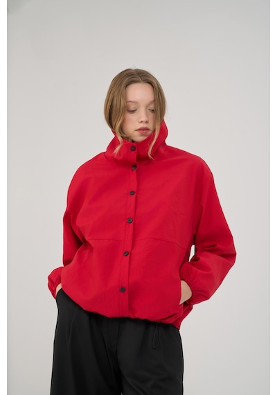 Mai Collection Row Düğmeli Kırmızı Oversize Ceket