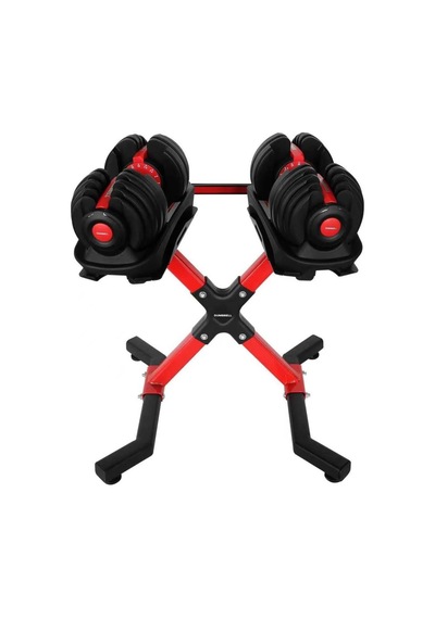 Ayarlanabilir Dambıl Ve Stand Seti, 2 X 24 Kg, Kırmızı