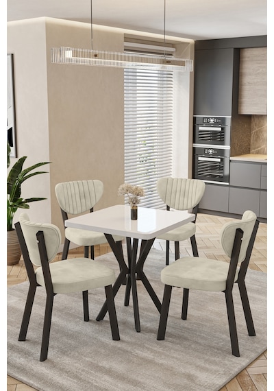 Mutfak Masası Takımı 4 Kişilik Masa Sandalye Takımı Balkon Masası Cafe Masa Takımı-70x70 Beyaz- Krem Mutfak Masası Takımı 4 Kişilik Masa Sandalye Takımı Balkon Masası Cafe Masa Takımı-70x70 Beyaz- Krem
