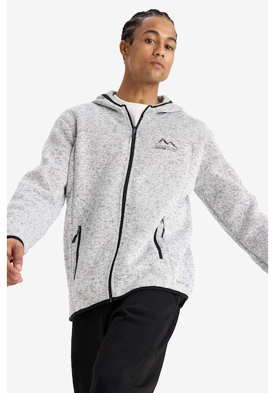 Defacto Defactofit Standart Fit Kapüşonlu İçi Yumuşak Tüylü Fermuarli Polar Hırka F3811ax25wngr362 Gri-gr362