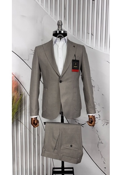 Dupont Classics Dupont Erkek Slim Fit 6 Drop Sivri Yaka Torba Cep Çift Yırtmaç Takım Elbise Ekru Dupont Classics Dupont Erkek Slim Fit 6 Drop Sivri Yaka Torba Cep Çift Yırtmaç Takım Elbise Ekru