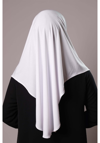 Hürrem Bone Beyaz Pratik Hazır Geçmeli Tesettür Eşarp Sandy Kumaş Düz Hijab 2308 42