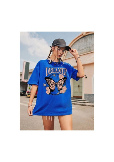 Medinenur Dreamer Baskılı Unisex Tshirt Mavi