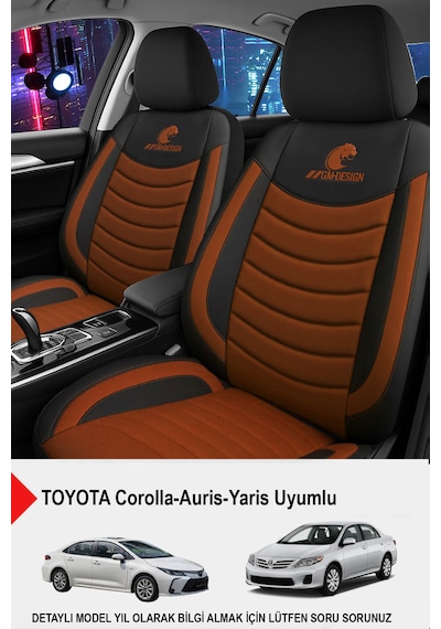 Panther Serisi Keten Kumaş Oto Koltuk Kılıfı Toyota Corolla-auris-yaris Uyumlu Taba