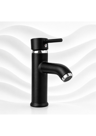 Siyah Lüx Premium Pirinç Sabit Lavabo Bataryası Özel Tasarım Çift Su Girişli Lavabo Bataryası Çeşmesi Musluğu