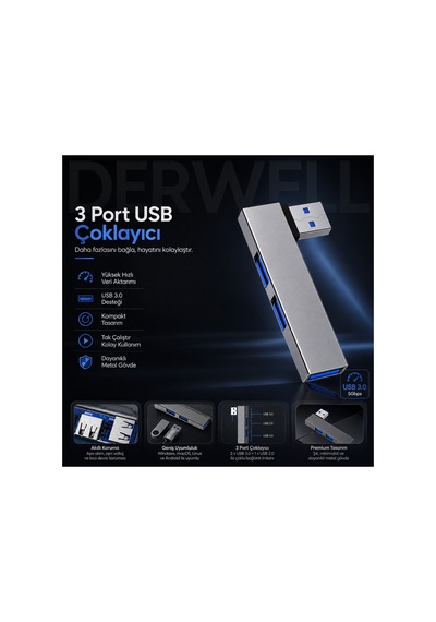 Yeni 2026 3 Port Şık Minimalist Metal Gövde Usb Çoklayıcı Hub Laptop Bilgisayar Telefon İçin Kompakt Taşınabilir Çoklu Bağlantı Aparatı Aşırı Akım Ve Kısa Devre Korumalı Akıllı Hub Hızlı Data Aktarımı