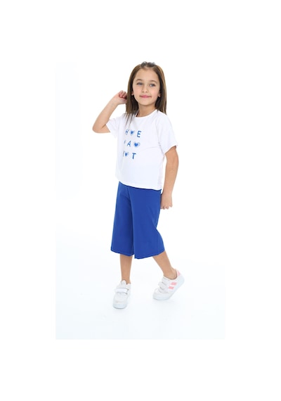 Toontoy Kids Toontoy Kız Çocuk Baskılı Kaprili Takım Saks Mavi