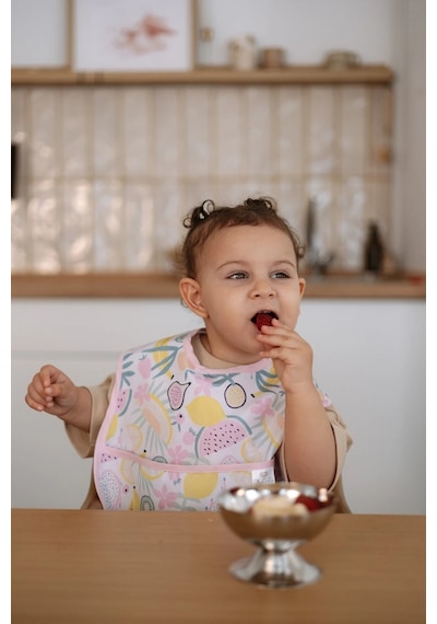 Pudra Biyeli 2li Sıvı Geçirmez Mama Önlüğü 6-36 Ay