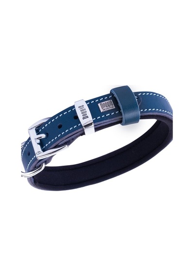 Doggie İsimlikli Deri Boyun Tasması M 2x35-40CM Royal Mavi